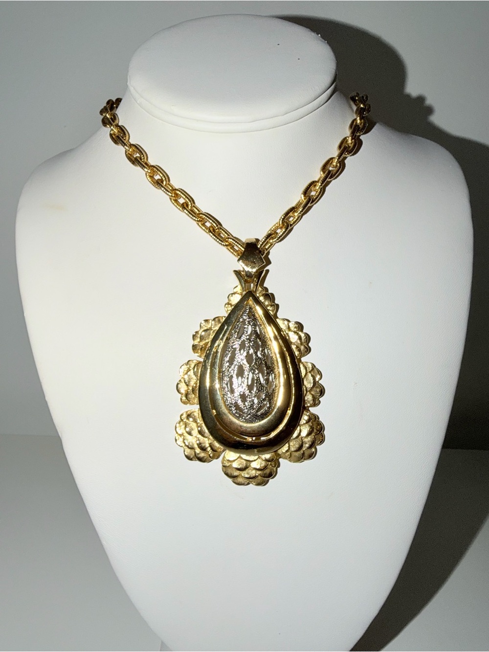 Vintage Gold & Silver-Tone Chunky Pendant Necklace